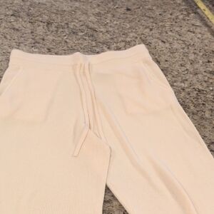 Cream Knit Wide Leg Pants